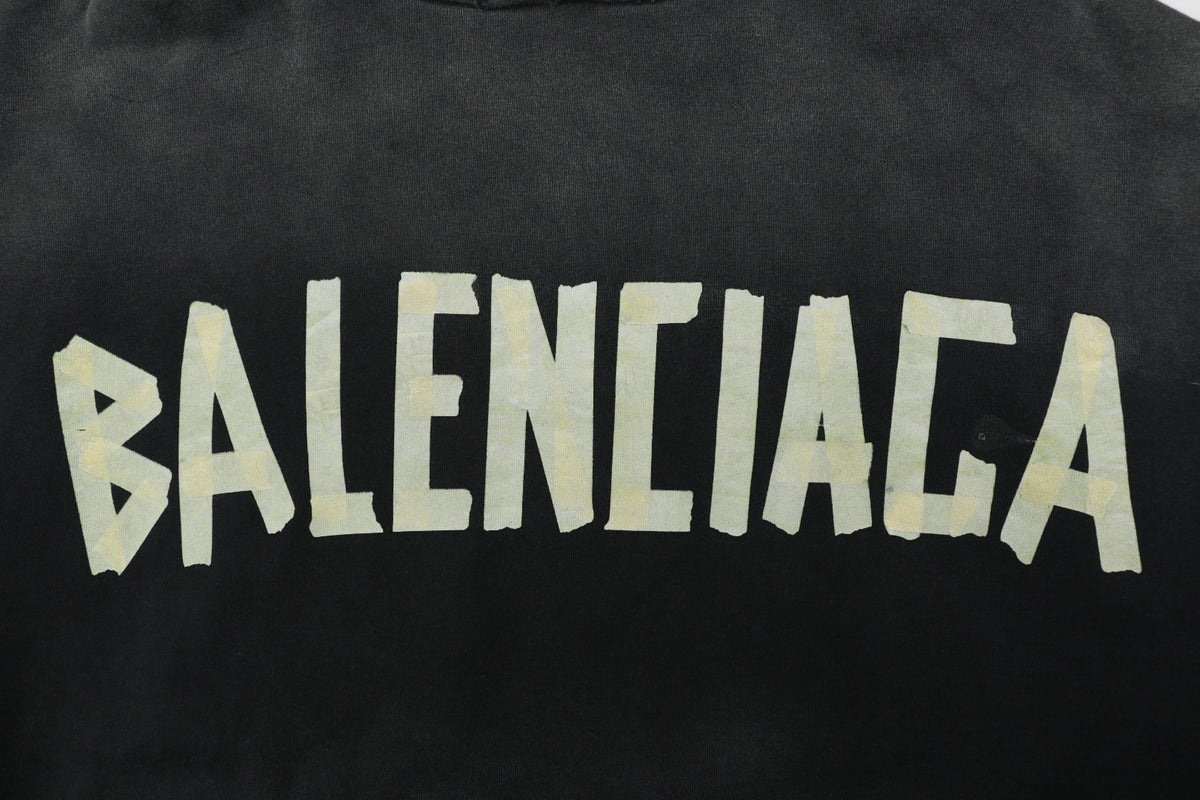 Balenciaga Yellow Tape Print Oversized Hoodie