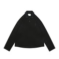 AMI Paris Tonal Heart Texture Relaxed Polo Long Sleeve — Black