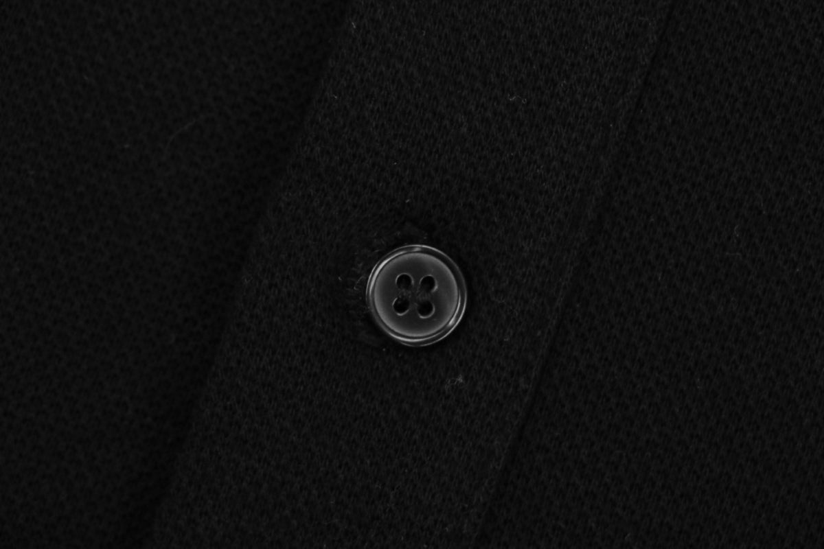 AMI Paris Tonal Heart Texture Relaxed Polo Long Sleeve — Black