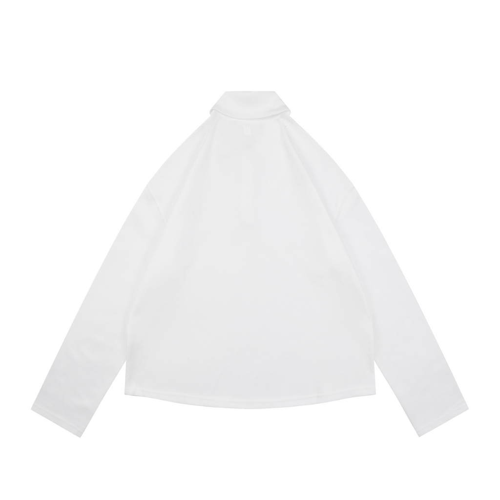 AMI Paris Tonal Heart Jacquard Oversized Polo Long Sleeve — Black
