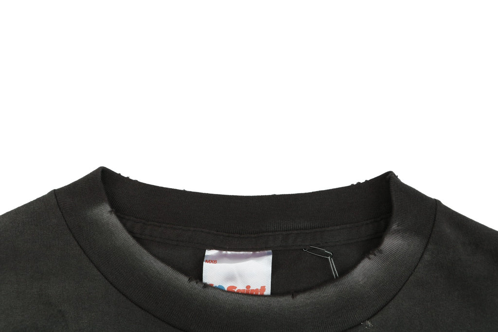 Saint Michael Rainbow SAINT Letter Print Tee — Black