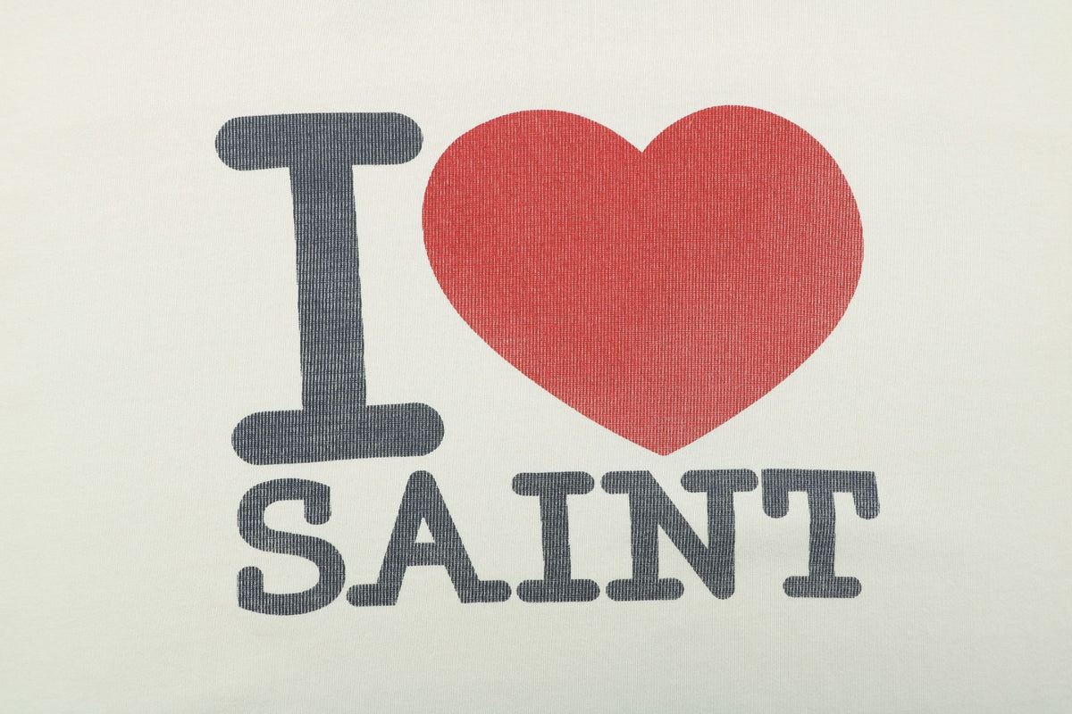 Saint Michael I Love SAINT Letter Print Tee — Cream