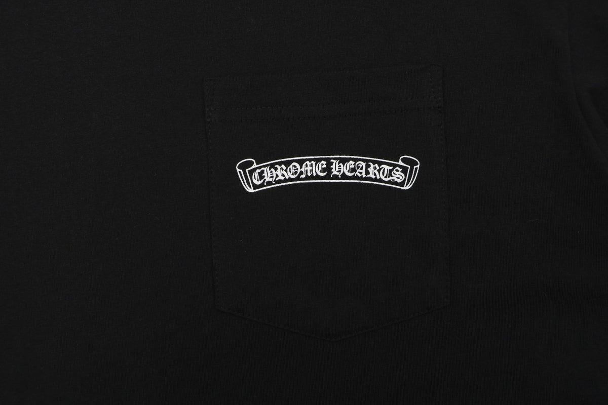 Chrome Hearts Sanskrit Scroll Rainbow Cross Fleur Print Long Sleeve — Black