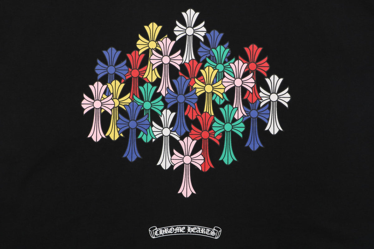 Chrome Hearts Sanskrit Scroll Rainbow Cross Fleur Print Long Sleeve — Black