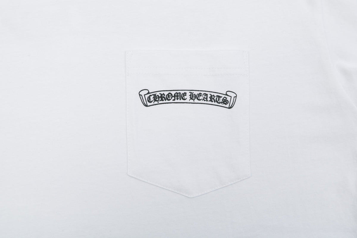 Chrome Hearts Sanskrit Scroll Rainbow Cross Fleur Print Long Sleeve — White
