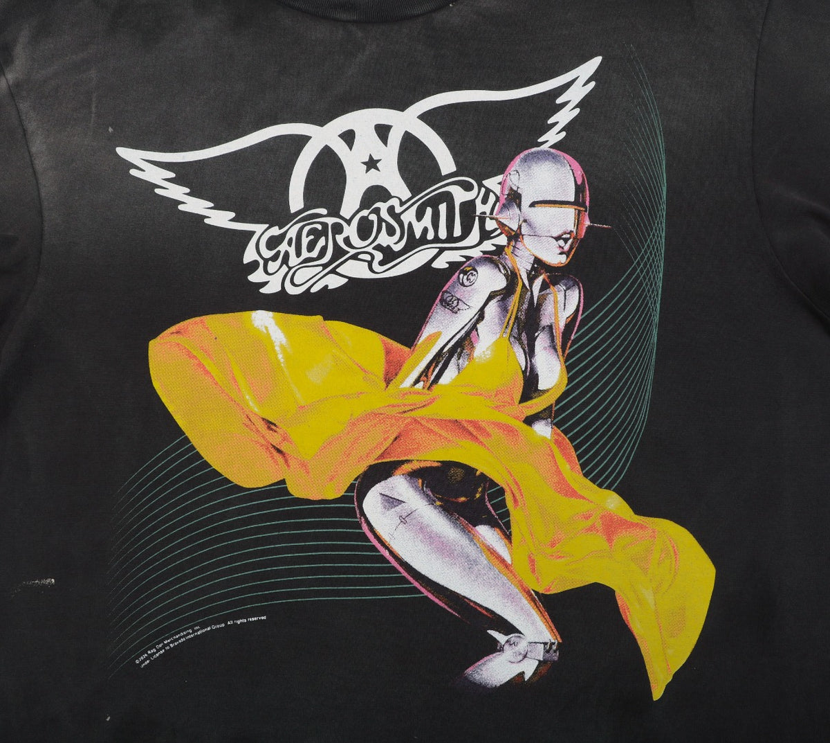 Saint Michael Yellow Dress Mechanical Marilyn Print Tee — Washed Black