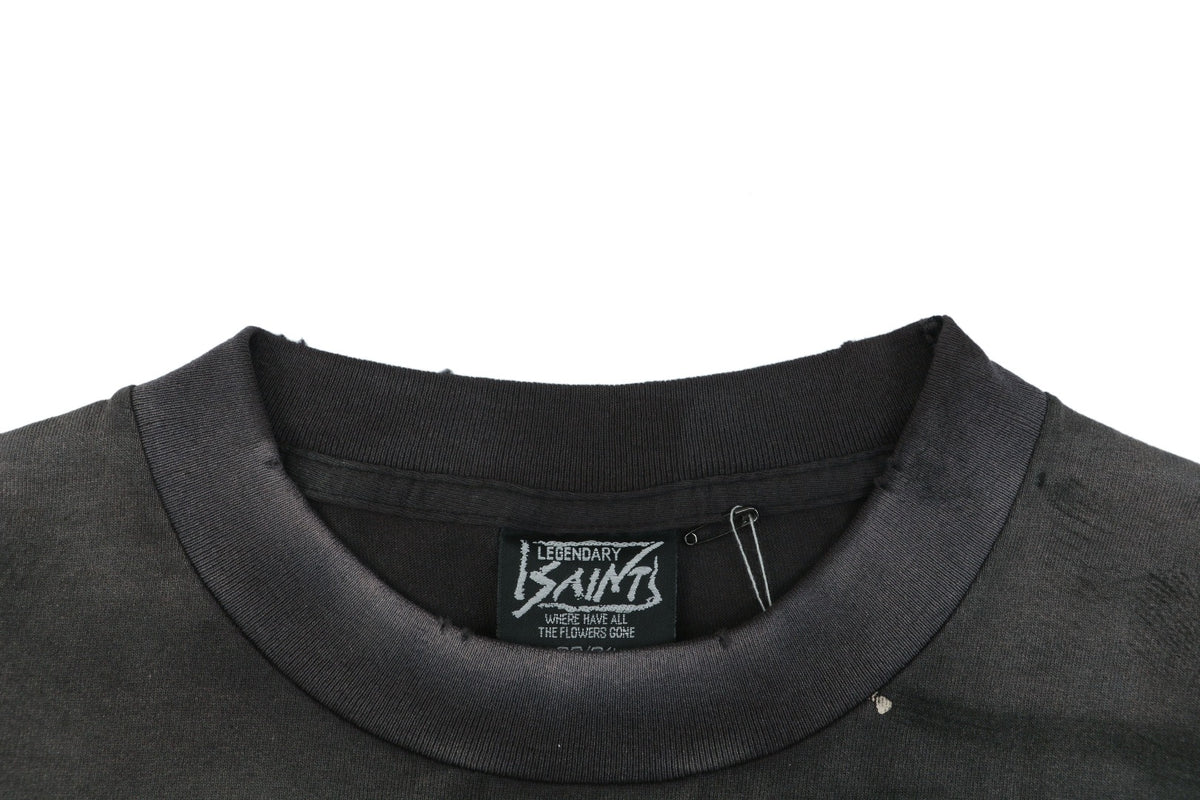 Saint Michael Dream Master Sacred Heart Sword Print Tee — Washed Black