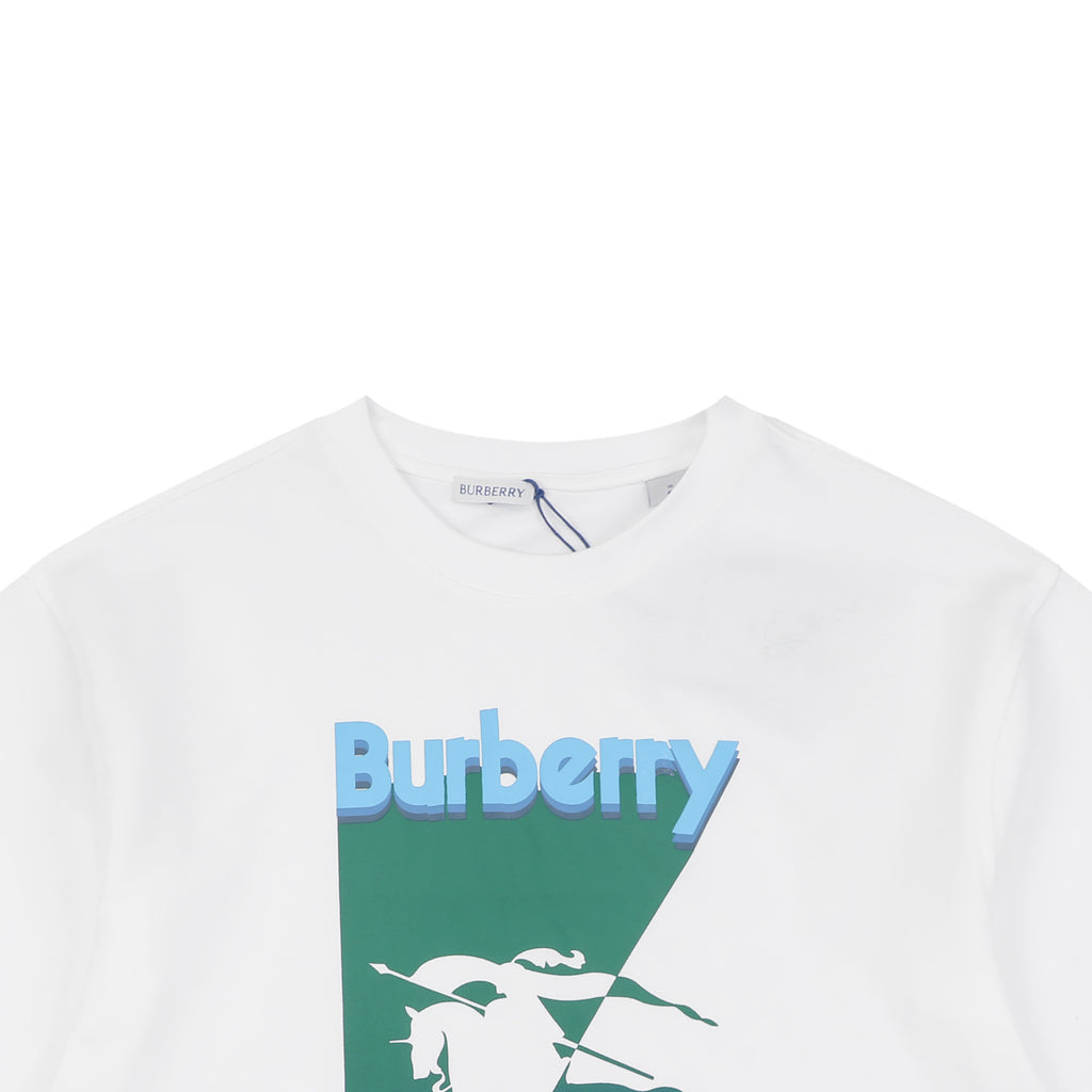 Burberry Inverted Triangle Gradient Equestrian Knight Print Tee — White