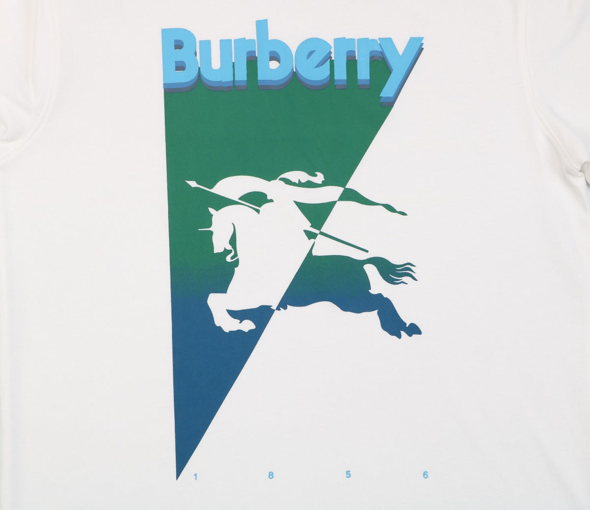 Burberry Inverted Triangle Gradient Equestrian Knight Print Tee — White
