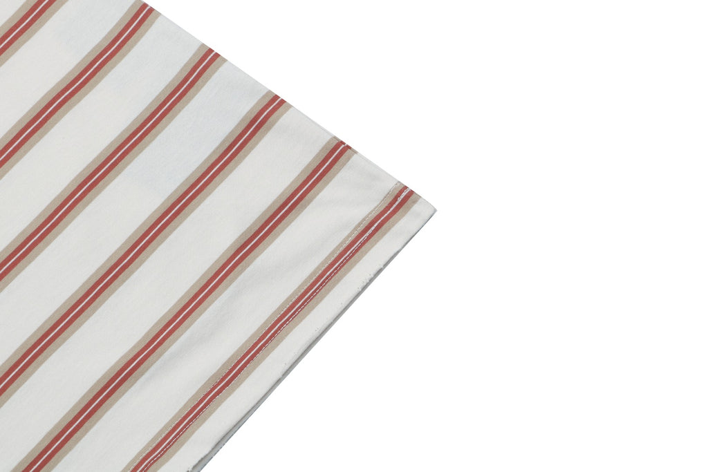 Prada Cream Burgundy Multi-Stripe Short Sleeve Tee