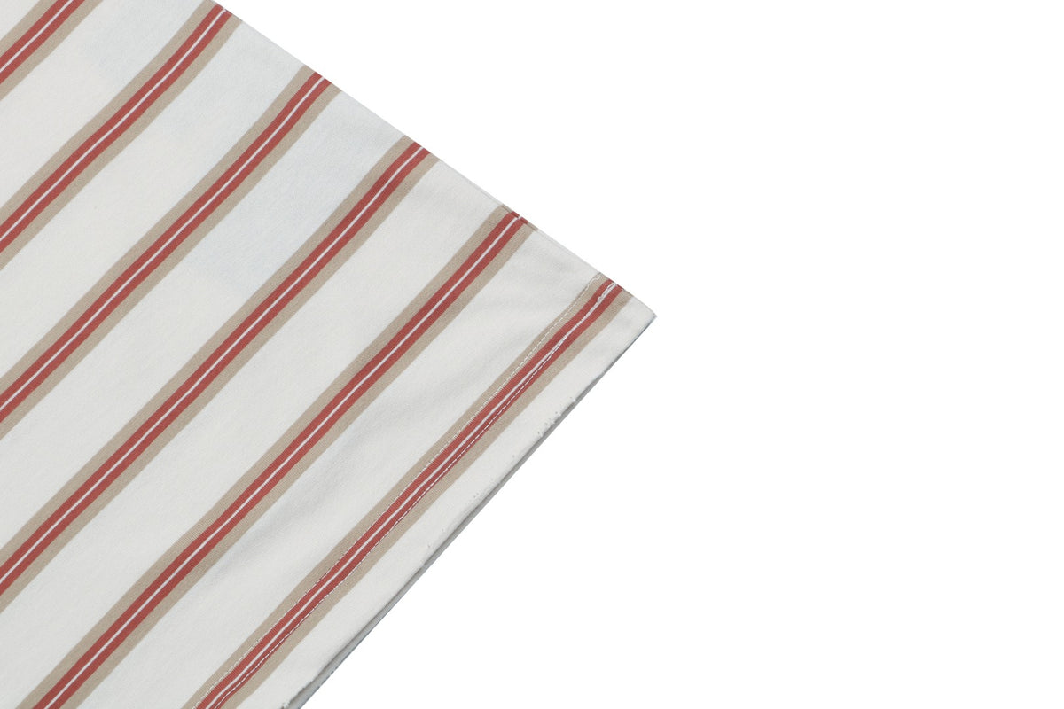 Prada Cream Burgundy Multi-Stripe Short Sleeve Tee