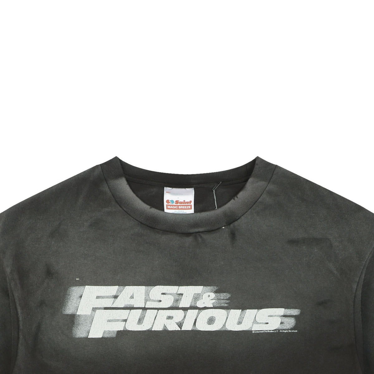 Saint Michael x Fast & Furious Letter Print Tee — Washed Black