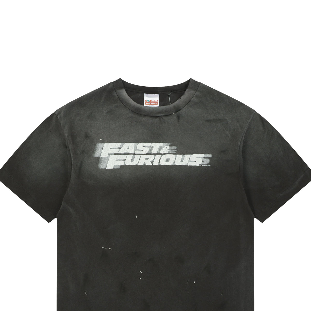 Saint Michael x Fast & Furious Letter Print Tee — Washed Black