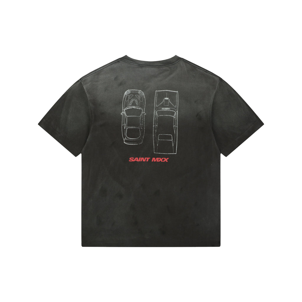 Saint Michael x Fast & Furious Letter Print Tee — Washed Black