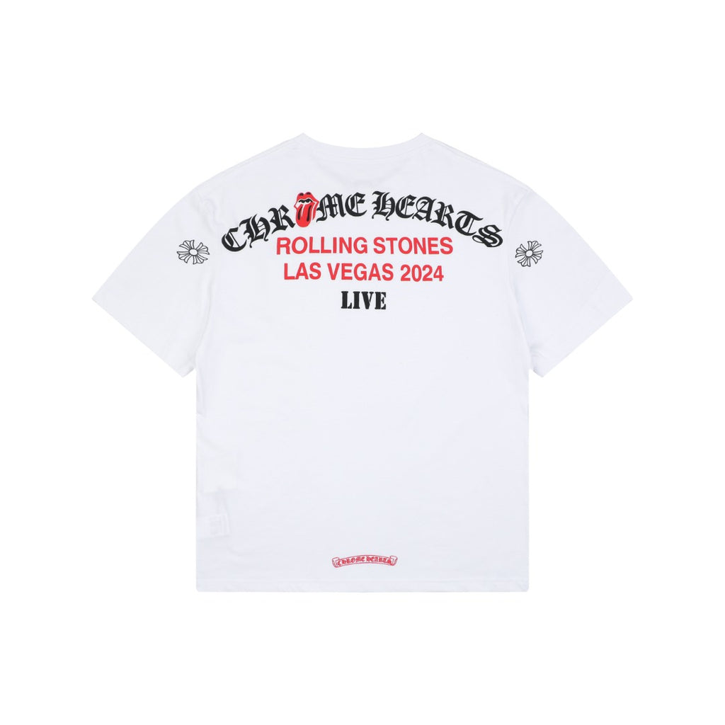 Chrome Hearts x Rolling Stones Las Vegas 2024 Live Print Tee — White