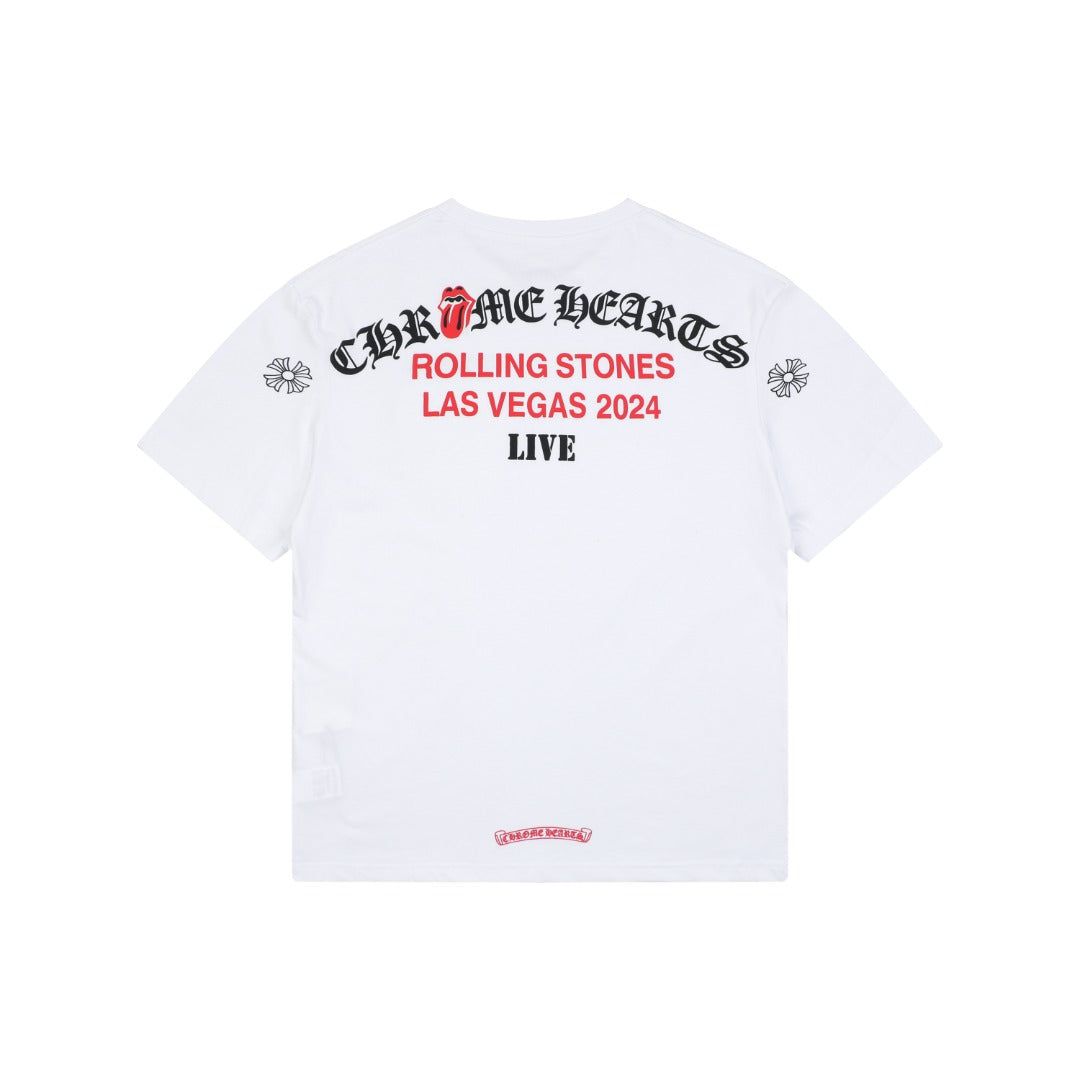 Chrome Hearts x Rolling Stones Las Vegas 2024 Live Print Tee — White