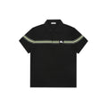 Burberry Striped Horse Badge Embroidered Polo Short Sleeve — Black