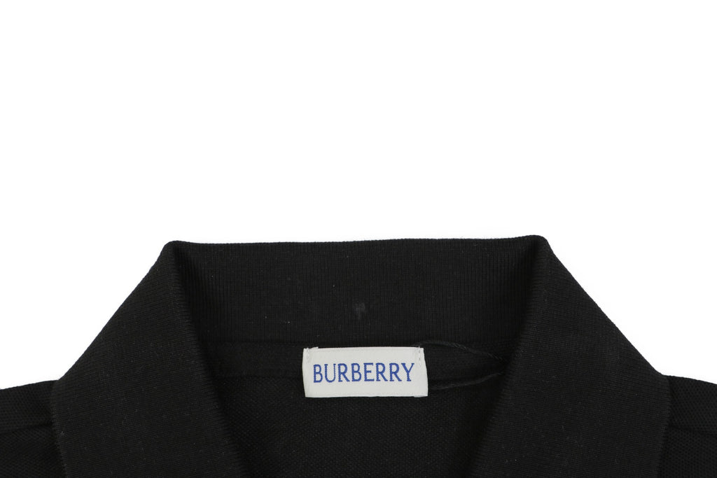 Burberry Striped Horse Badge Embroidered Polo Short Sleeve — Black