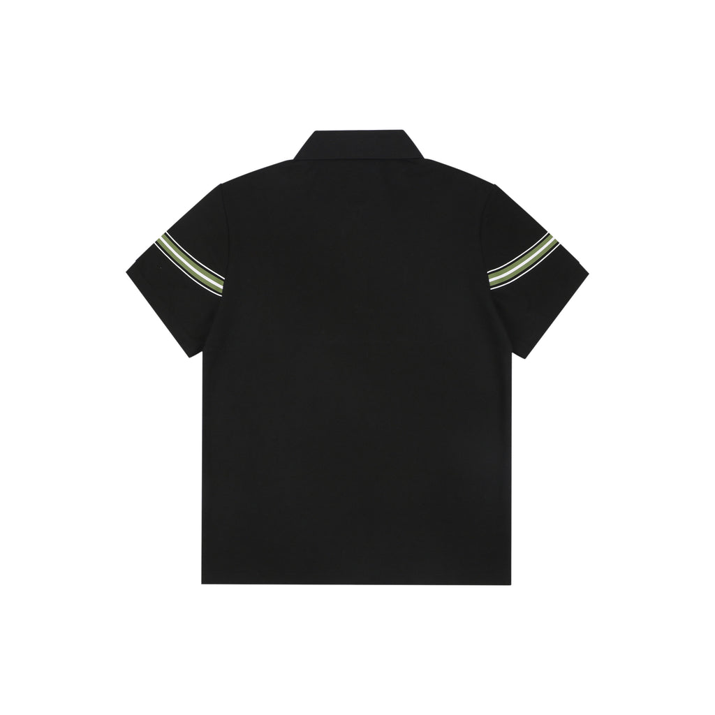 Burberry Striped Horse Badge Embroidered Polo Short Sleeve — Black