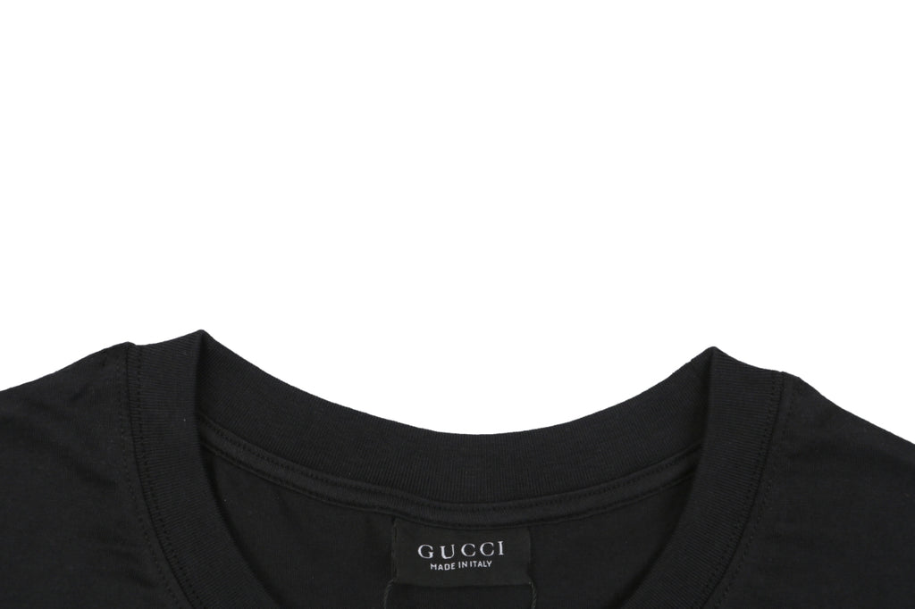 Gucci Laurel Branch Knight Crest Print Short Sleeve Tee — Black