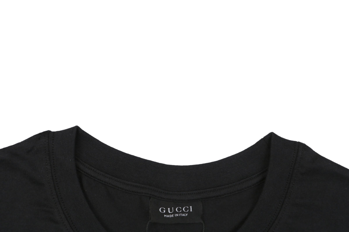 Gucci Laurel Branch Knight Crest Print Short Sleeve Tee — Black