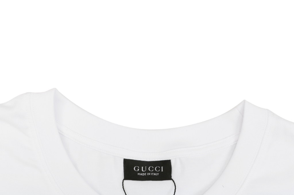 Gucci Laurel Branch Knight Crest Print Short Sleeve Tee — White