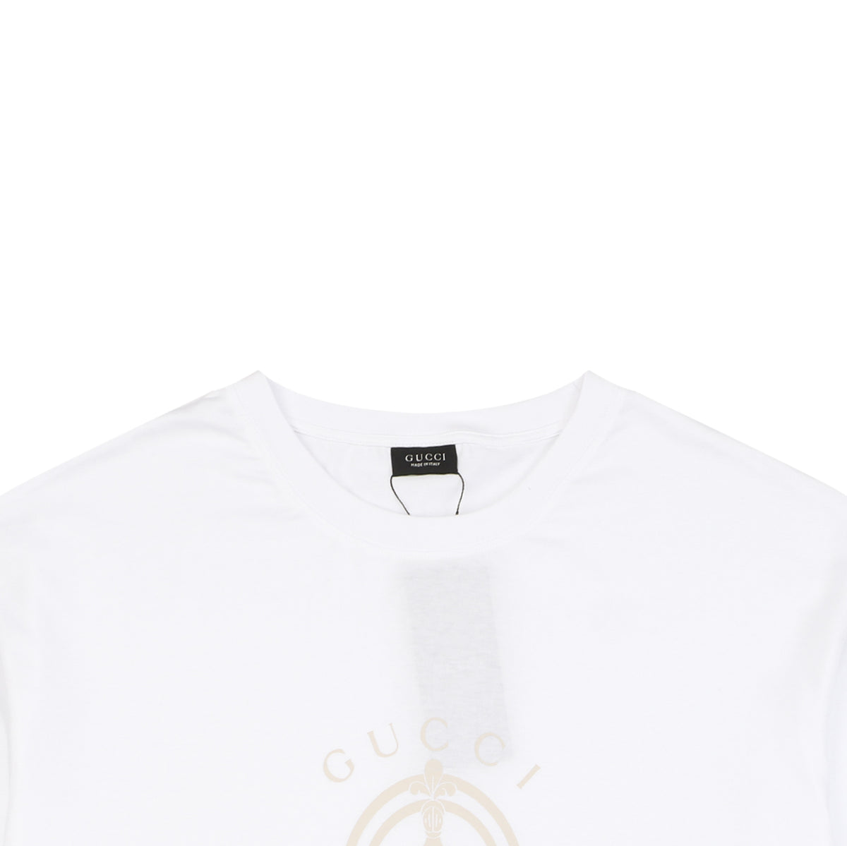 Gucci Laurel Branch Knight Crest Print Short Sleeve Tee — White