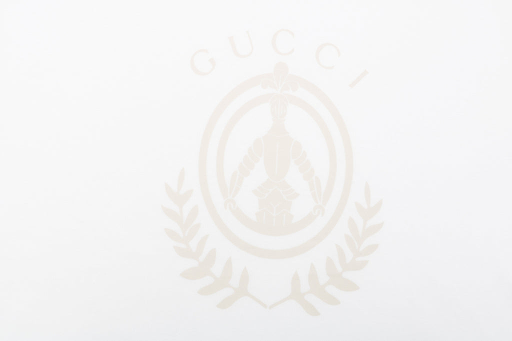 Gucci Laurel Branch Knight Crest Print Short Sleeve Tee — White