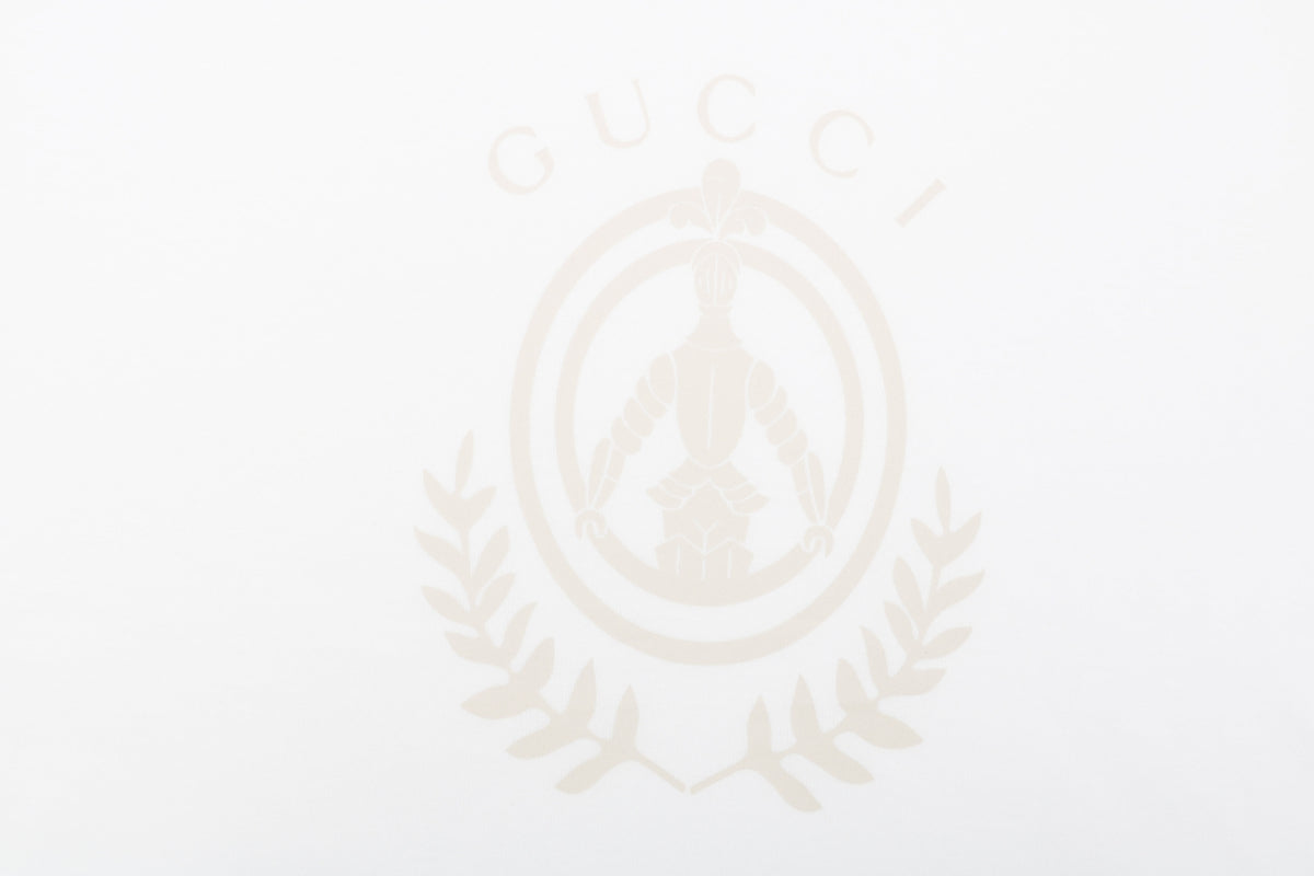 Gucci Laurel Branch Knight Crest Print Short Sleeve Tee — White