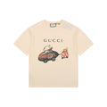 Gucci Meow Time Cat & Car Print Short Sleeve Tee — Cream