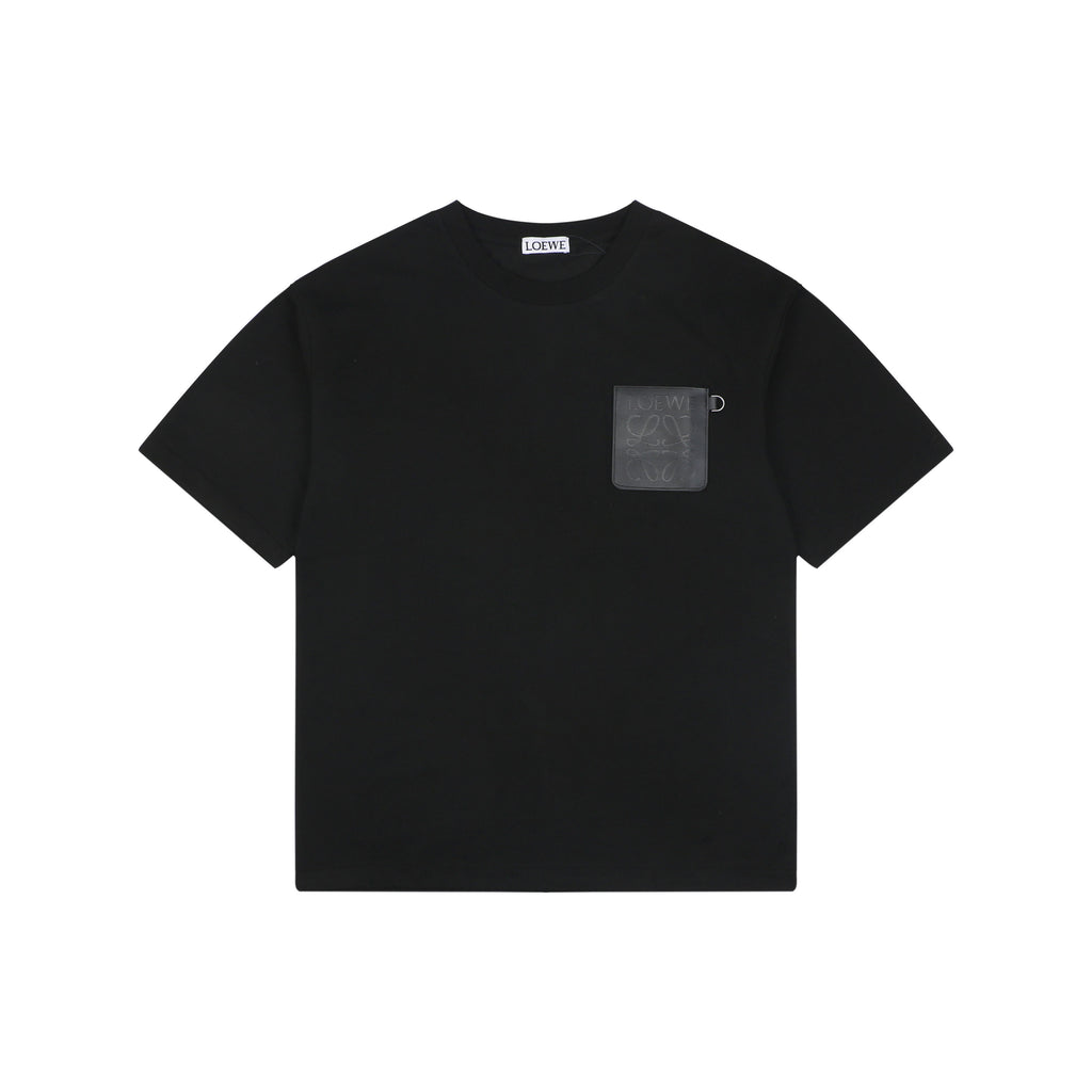 Loewe Anagram Leather Patch Pocket Short Sleeve Tee — Black