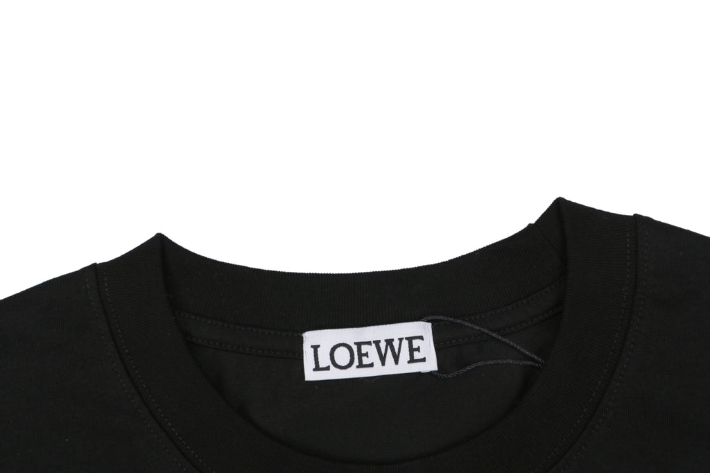 Loewe Anagram Leather Patch Pocket Short Sleeve Tee — Black