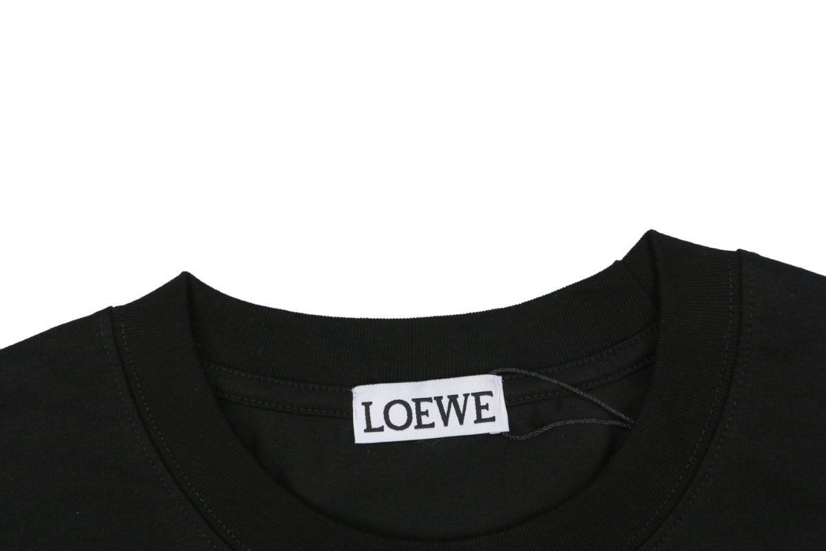Loewe Anagram Leather Patch Pocket Short Sleeve Tee — Black
