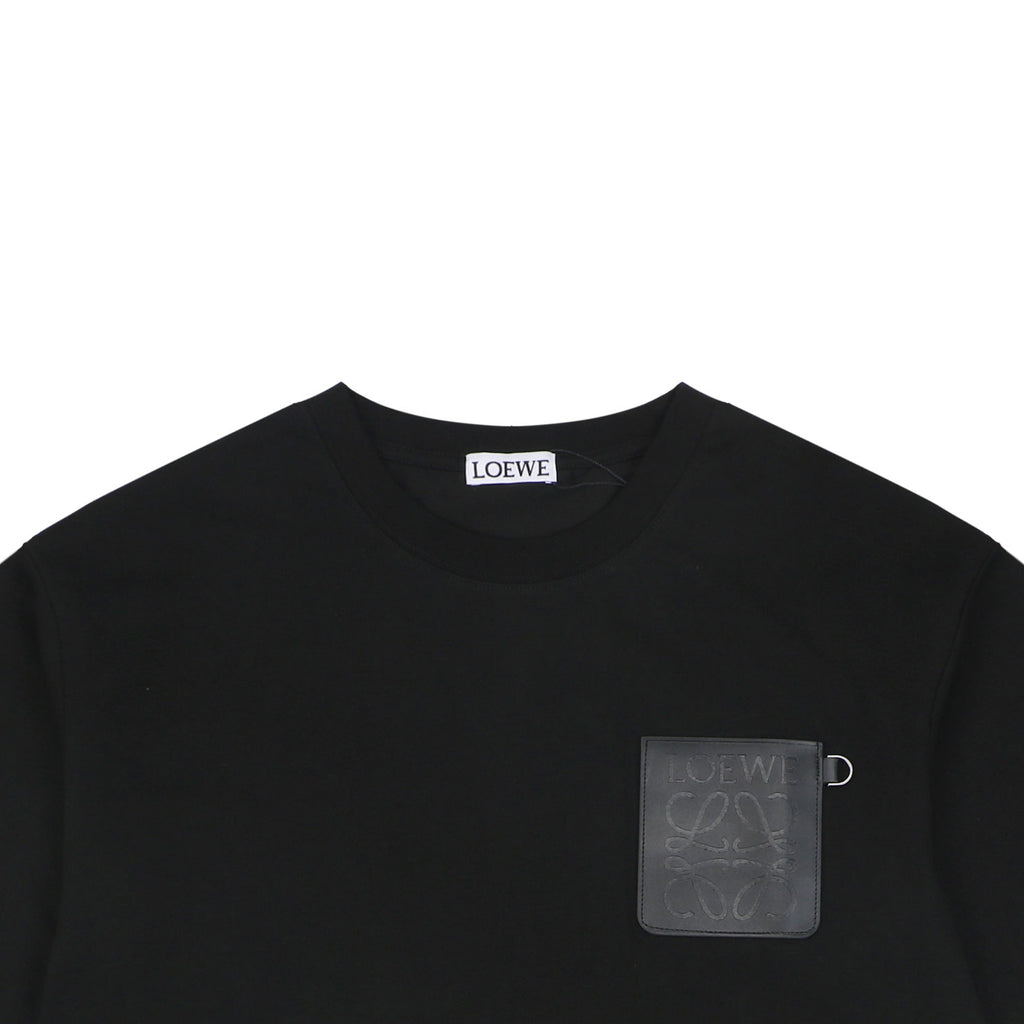 Loewe Anagram Leather Patch Pocket Short Sleeve Tee — Black