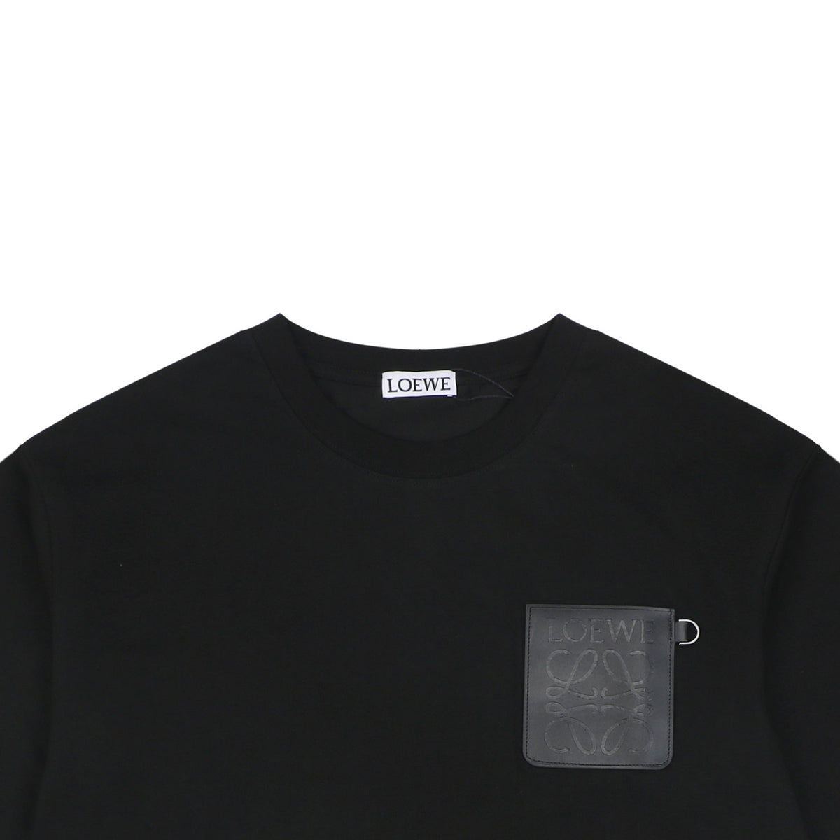 Loewe Anagram Leather Patch Pocket Short Sleeve Tee — Black