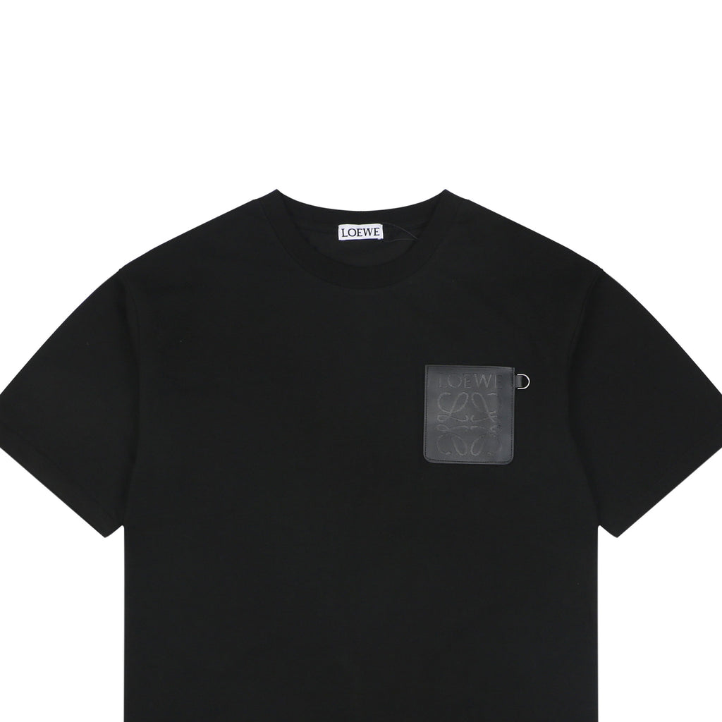 Loewe Anagram Leather Patch Pocket Short Sleeve Tee — Black