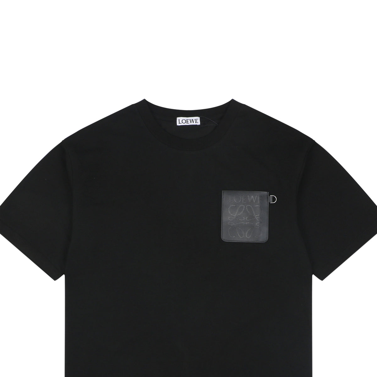 Loewe Anagram Leather Patch Pocket Short Sleeve Tee — Black