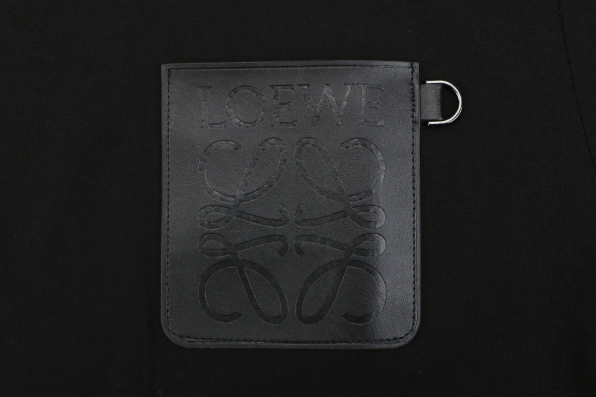 Loewe Anagram Leather Patch Pocket Short Sleeve Tee — Black