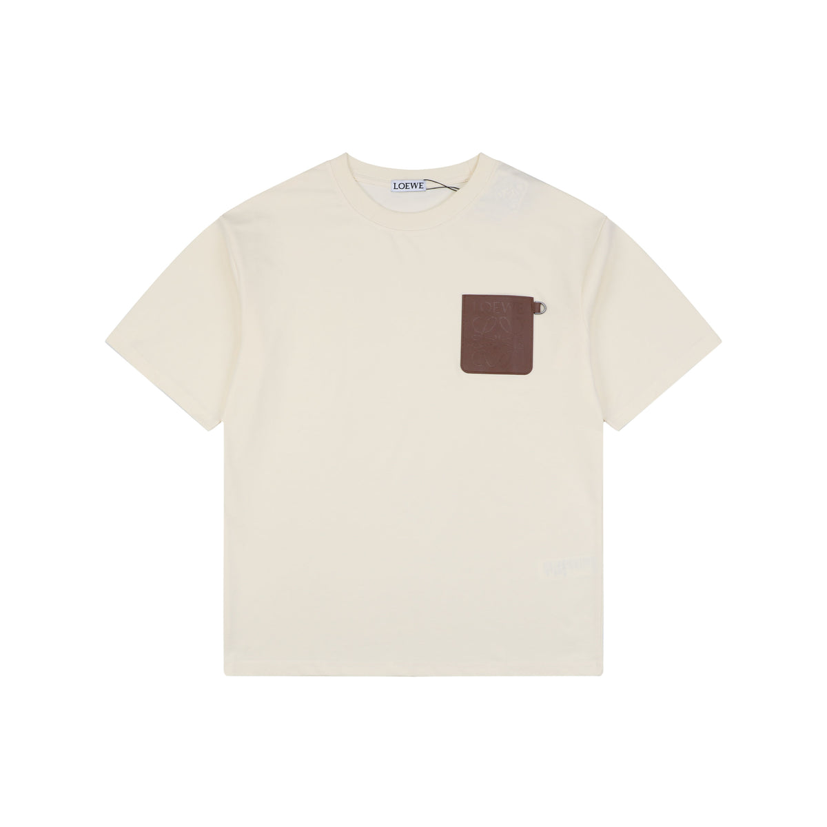 Loewe Anagram Leather Patch Pocket Short Sleeve Tee — Cream