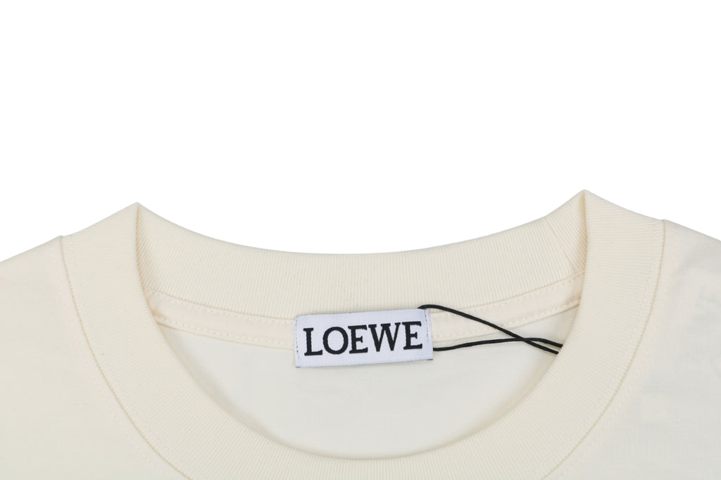 Loewe Anagram Leather Patch Pocket Short Sleeve Tee — Cream