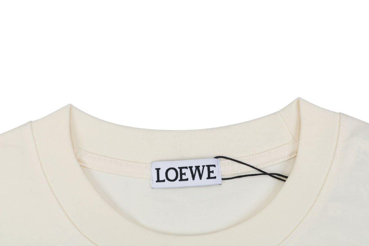 Loewe Anagram Leather Patch Pocket Short Sleeve Tee — Cream