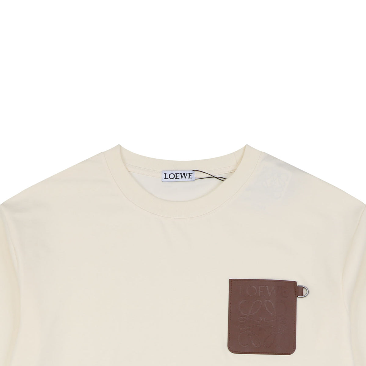 Loewe Anagram Leather Patch Pocket Short Sleeve Tee — Cream