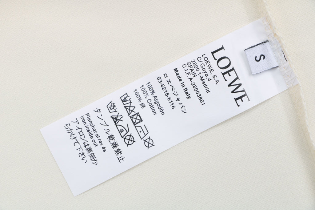 Loewe Anagram Leather Patch Pocket Short Sleeve Tee — Cream