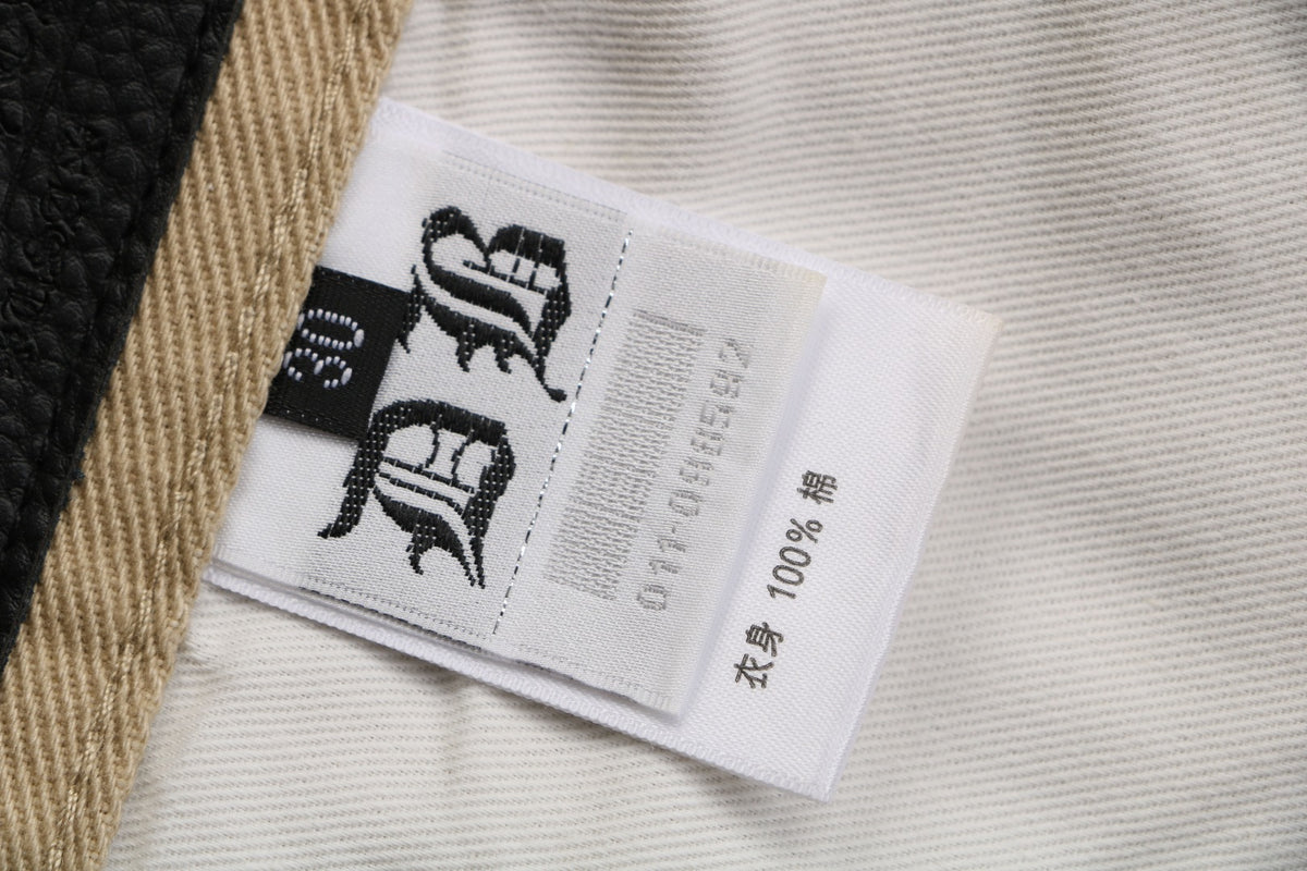Chrome Hearts Cross Leather Appliqué Carpenter Jeans — Black Khaki