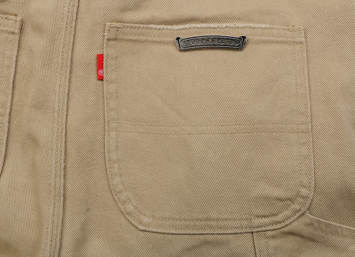 Chrome Hearts Cross Leather Appliqué Carpenter Jeans — Black Khaki