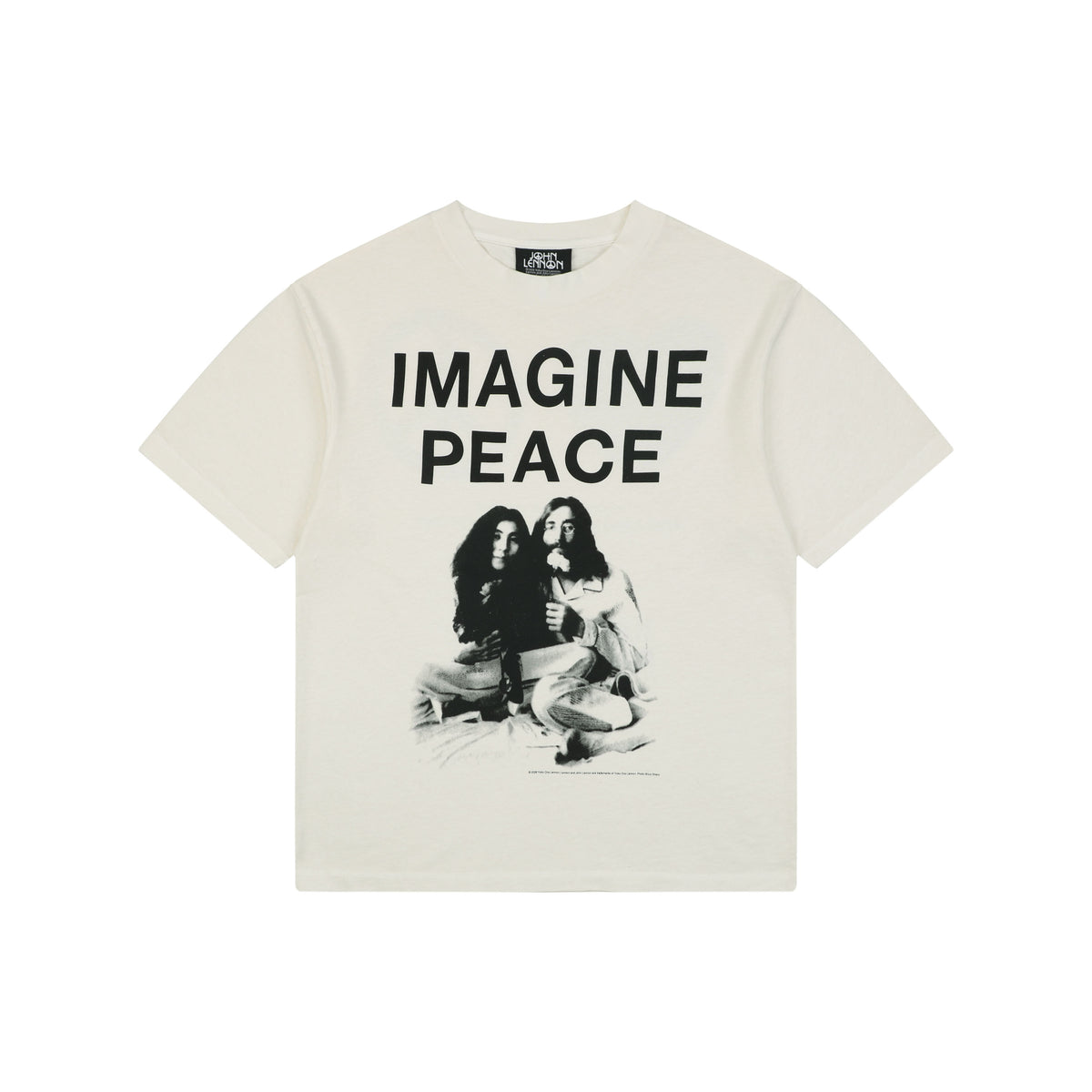 Saint Michael Imagine Peace Bed-In Print Short Sleeve Tee — Cream