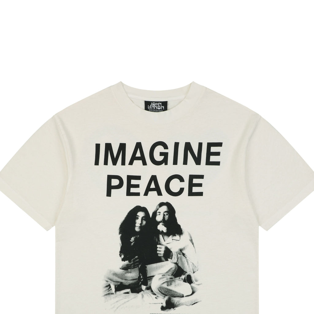 Saint Michael Imagine Peace Bed-In Print Short Sleeve Tee — Cream
