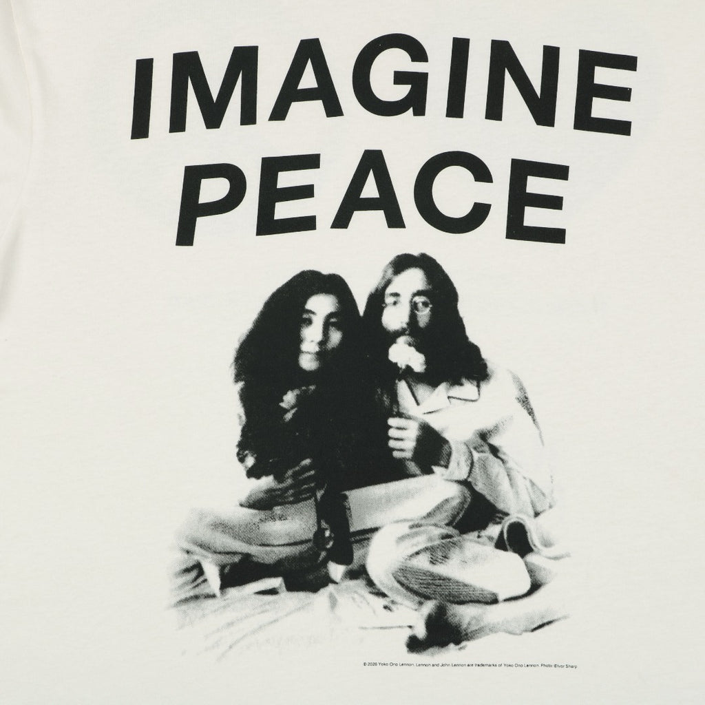 Saint Michael Imagine Peace Bed-In Print Short Sleeve Tee — Cream