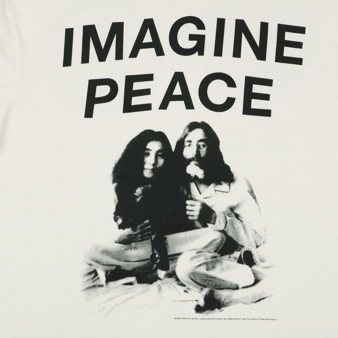 Saint Michael Imagine Peace Bed-In Print Short Sleeve Tee — Cream