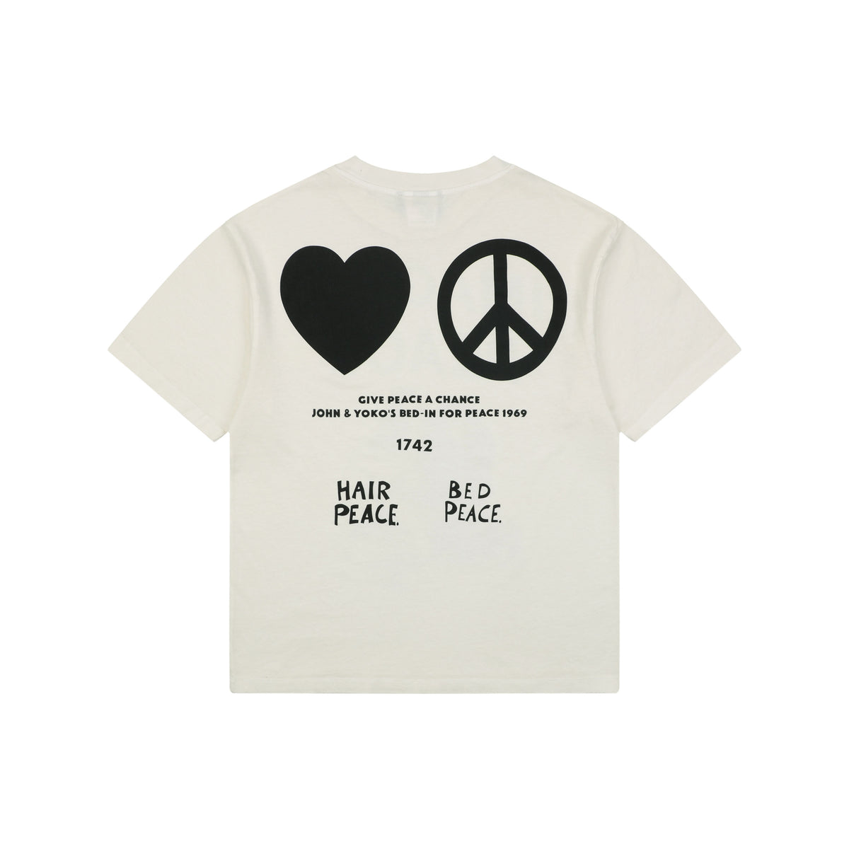 Saint Michael Imagine Peace Bed-In Print Short Sleeve Tee — Cream